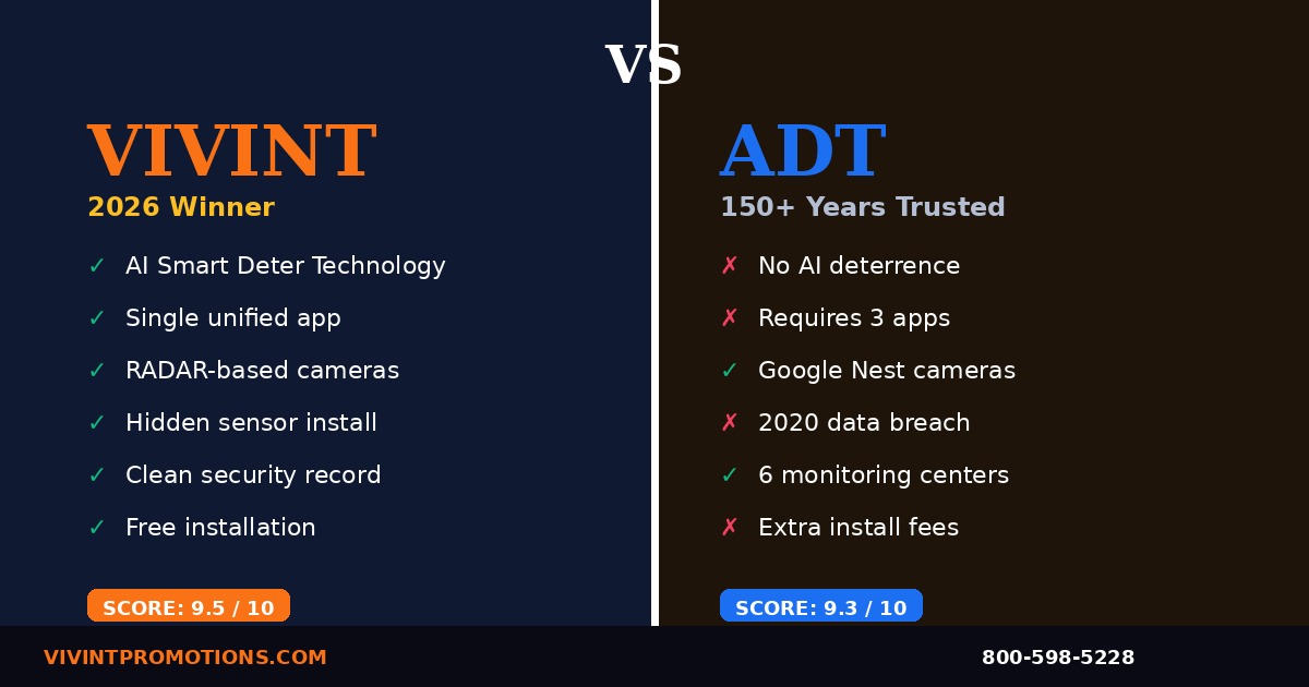 Vivint vs ADT home security system comparison 2026